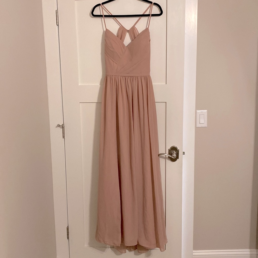 Dusty Pink AW Bridal Full Length Dress with Slit
